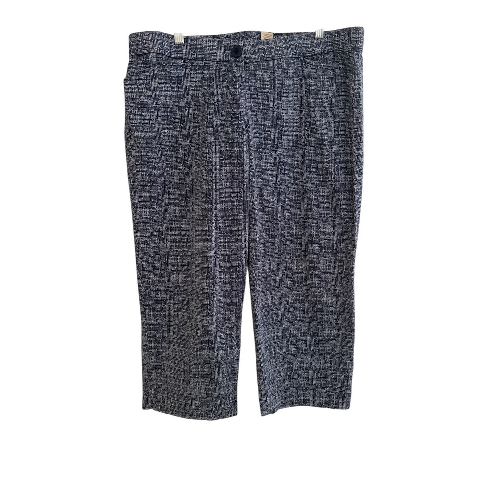 Coral Bay Women's Blue Textured Capri Pants Size 14 –‎ Cotton Stretch